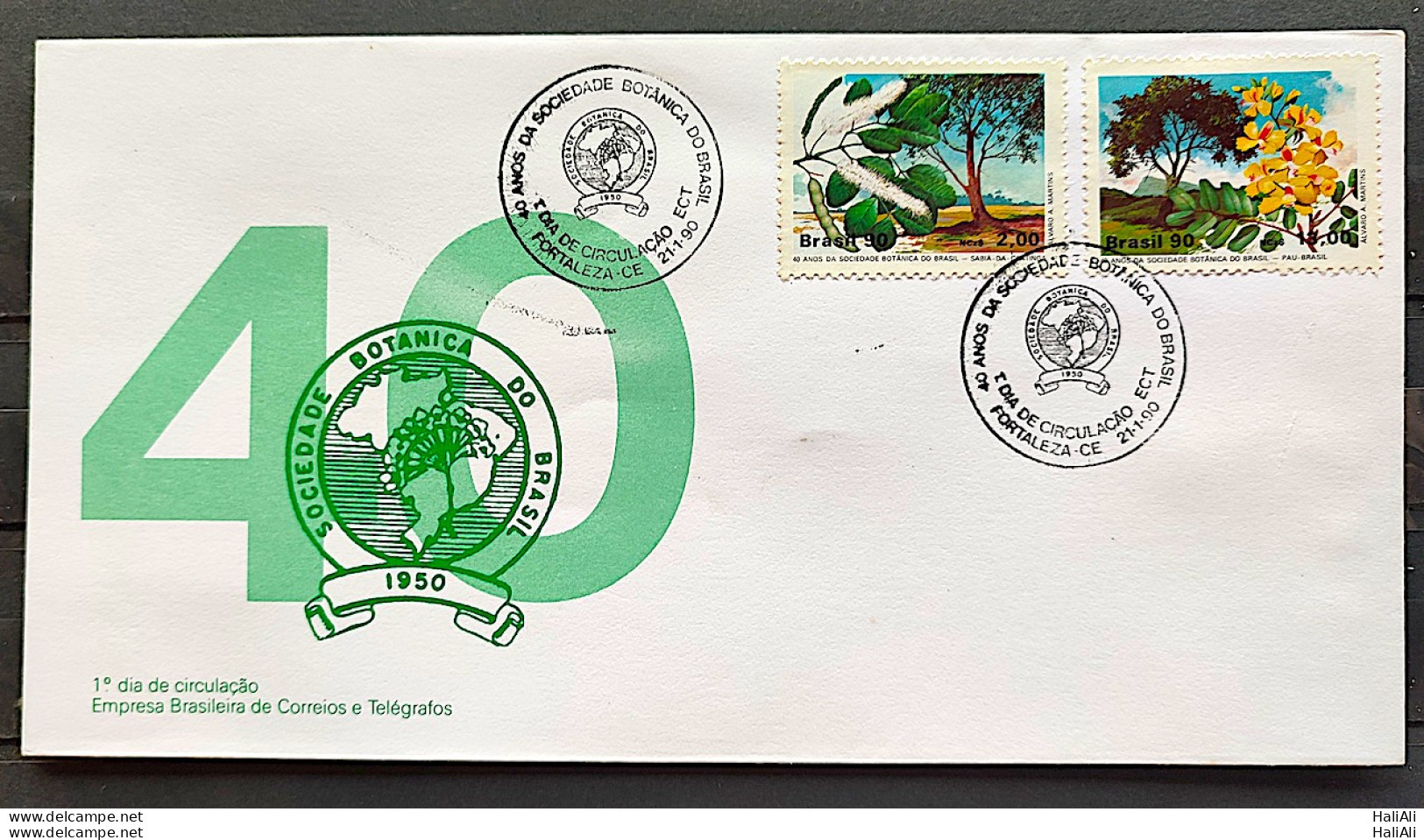 Brazil Envelope FDC 490 1990 Botany Society Pau Brasil Ipe CBC CE 1 - FDC