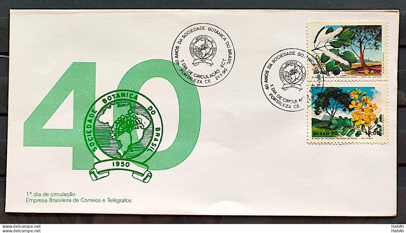 Brazil Envelope FDC 490 1990 Botany Society Pau Brasil Ipe CBC CE 3 - FDC