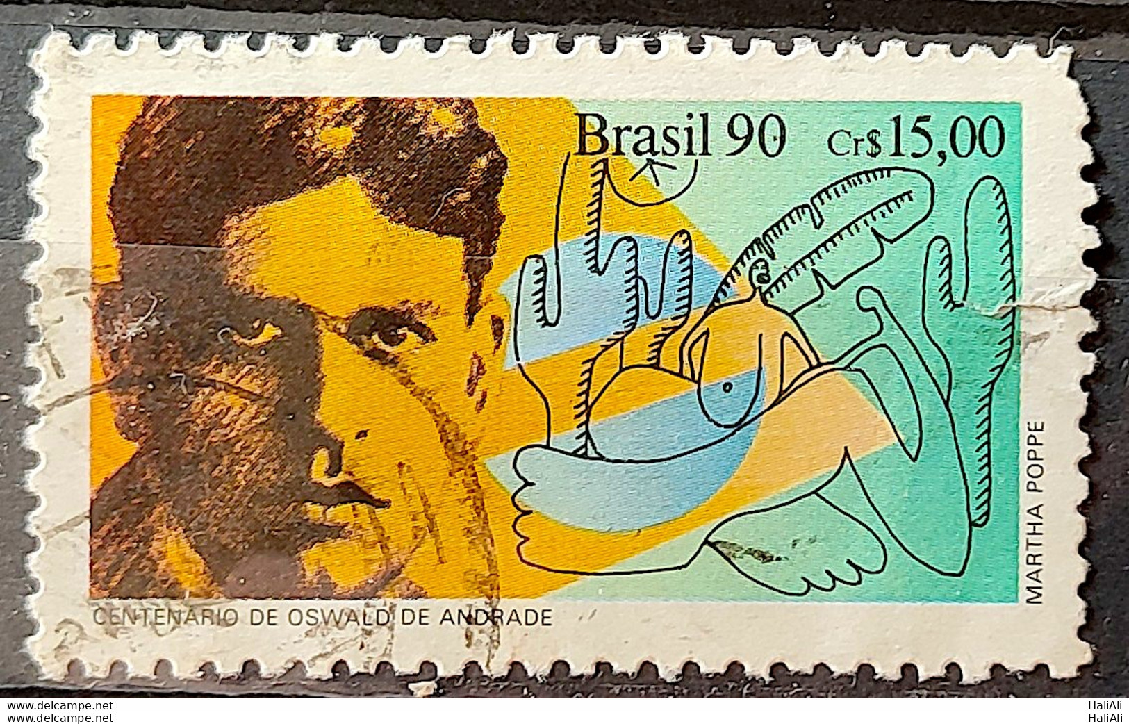 C 1709 Brazil Stamp Book Day Literature Oswald De Andrade 1990 Circulated 2 - Gebruikt