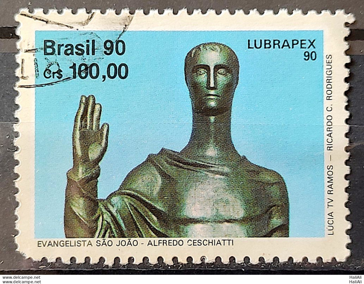 C 1700 Brazil Stamp Lubrapex Brasilia Sculpture Alfredo Ceschiatti Bruno Giorgi Gospel Sao Joao 1990 Circulated 2 - Oblitérés