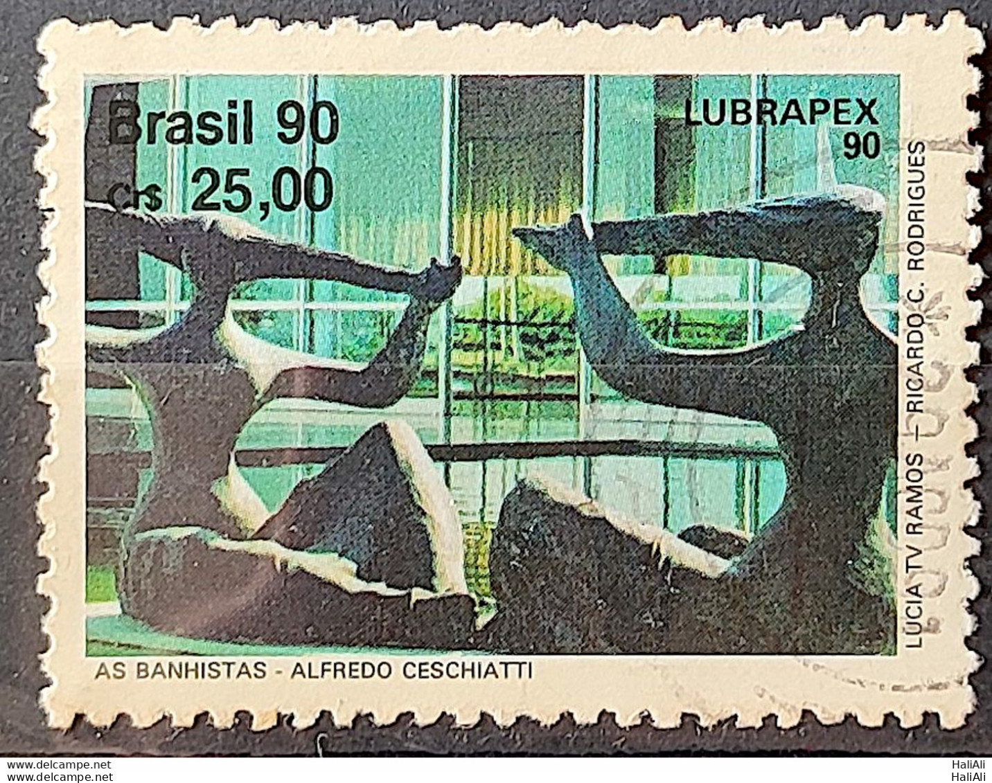 C 1698 Brazil Stamp Lubrapex Brasilia Sculpture Alfredo Ceschiatti Bruno Giorgi The Bathers 1990 Circulated 1 - Usati