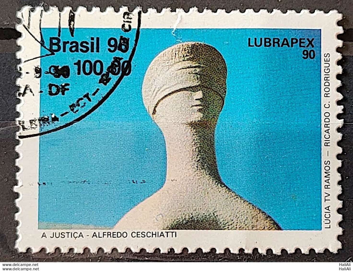 C 1701 Brazil Stamp Lubrapex Brasilia Sculpture Alfredo Ceschiatti Bruno Giorgi Justica Right 1990 Circulated 1 - Usados