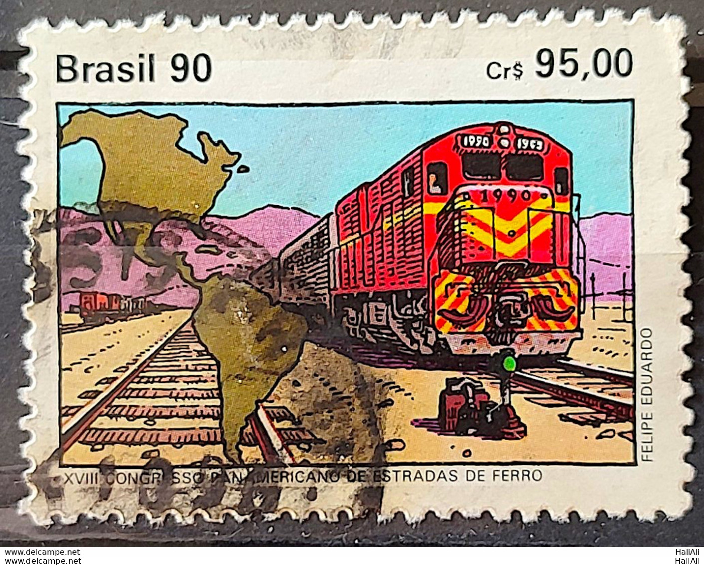 C 1696 Brazil Stamp Panamerican Congress Of Road Roads Map 1990 Circulated 1 - Usati