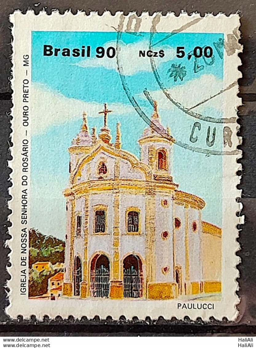 C 1669 Brazil Stamp Religious Architecture Religion Church Our Lady Of Rosario Ouro Black MG 1990 Circulated 5 - Used Stamps