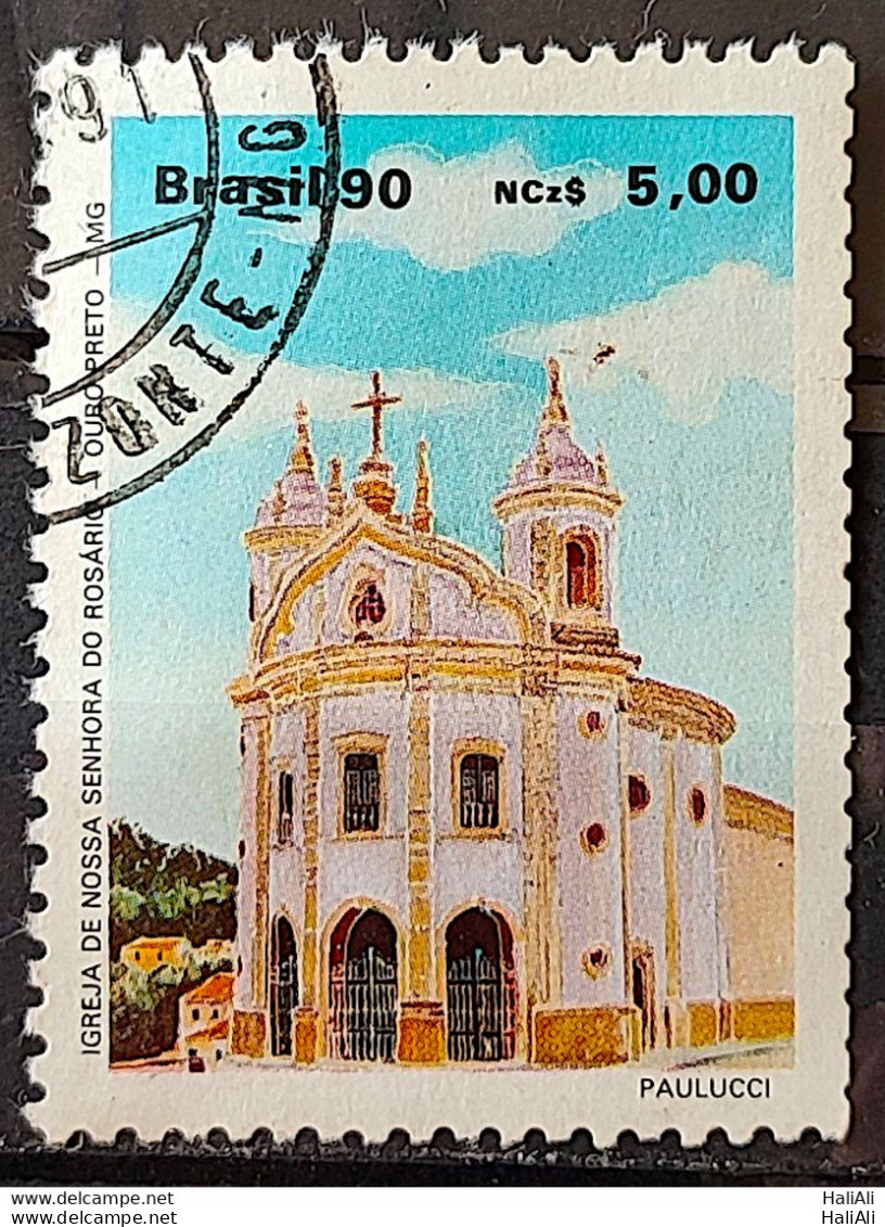 C 1669 Brazil Stamp Religious Architecture Religion Church Our Lady Of Rosario Ouro Black MG 1990 Circulated 2 - Oblitérés