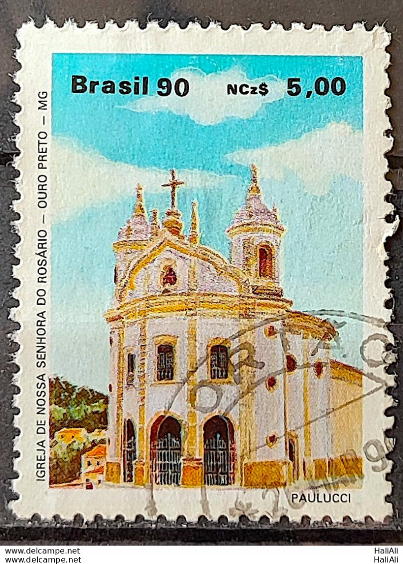 C 1669 Brazil Stamp Religious Architecture Religion Church Our Lady Of Rosario Ouro Black MG 1990 Circulated 1 - Usati