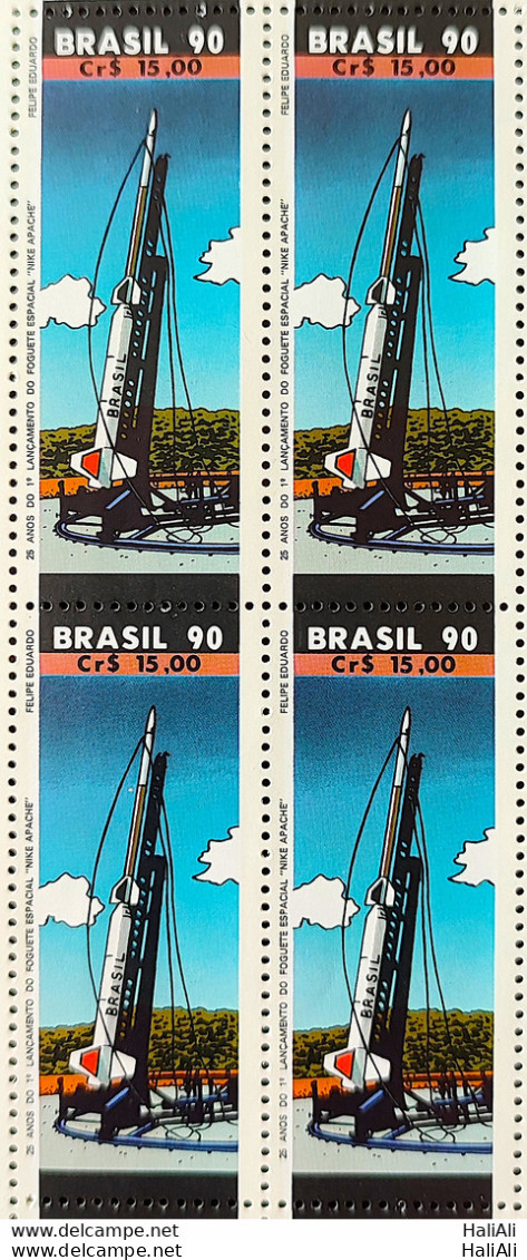 C 1716 Brazil Stamp 25 Years Spatial Rocket Military Space Communication 1990 Block Of 4 - Unused Stamps