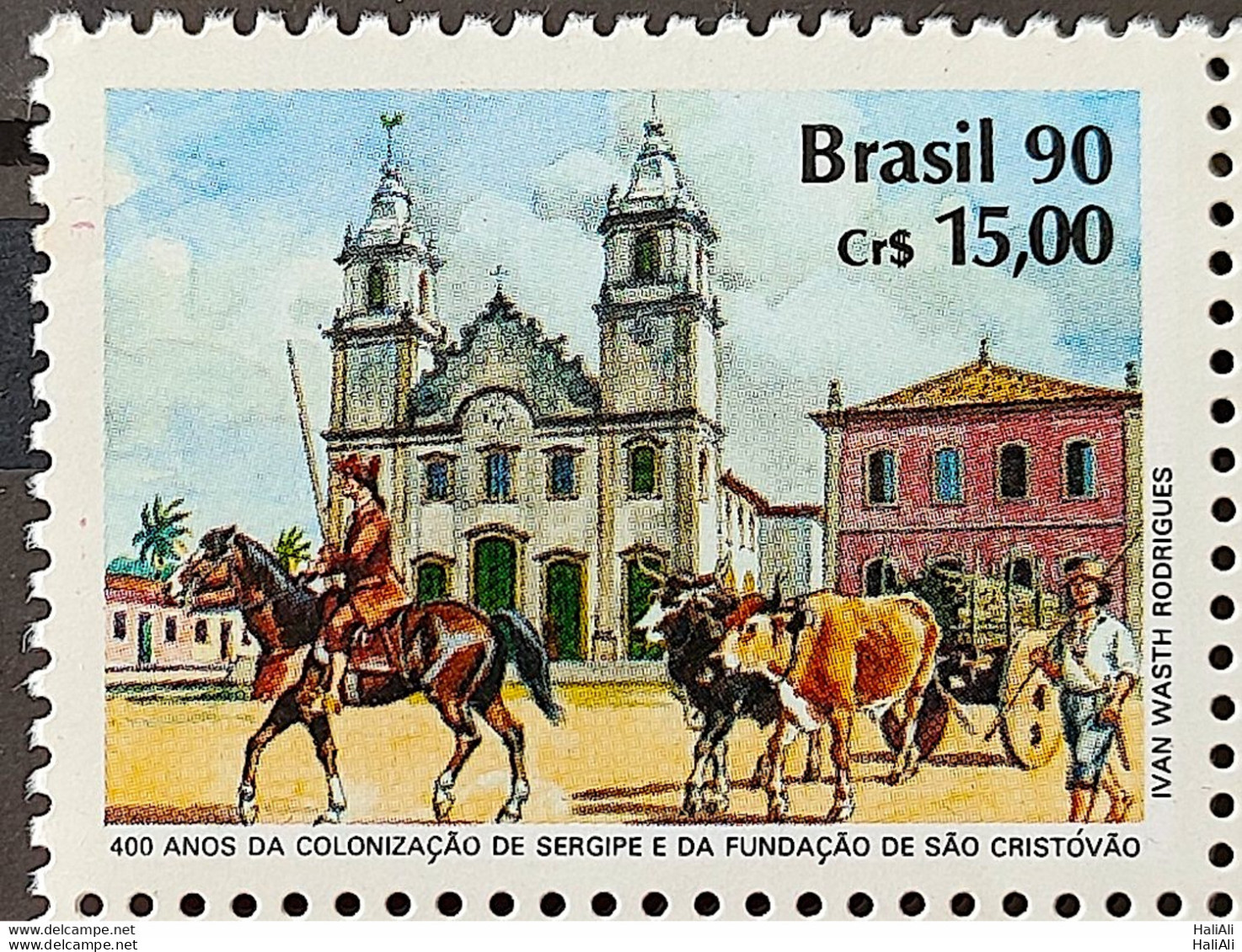 C 1717 Brazil Stamp 400 Years Sergipe Sao Cristovao Horse Church 1990 - Neufs