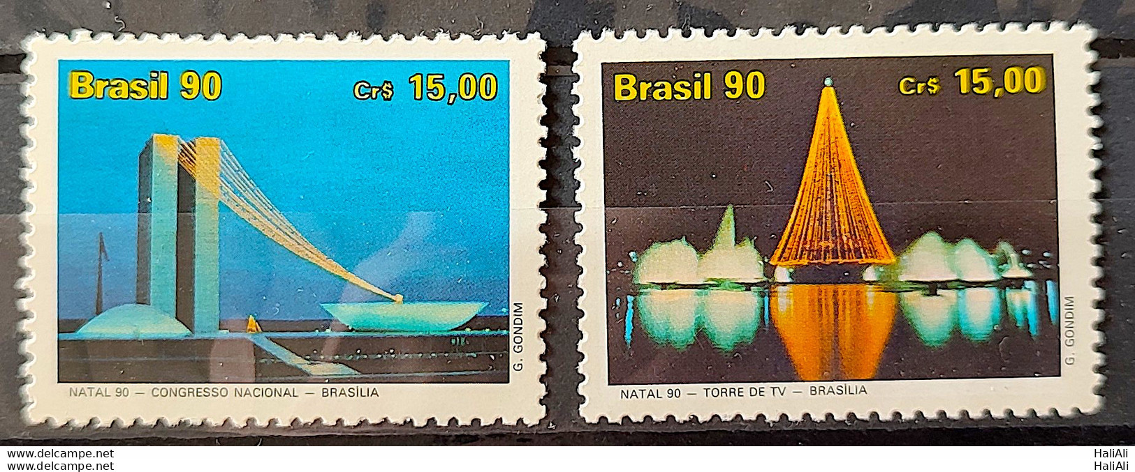 C 1712 Brazil Stamp Christmas Religion Brasilia National Congress TV Tower 1990 Complete Series - Ungebraucht