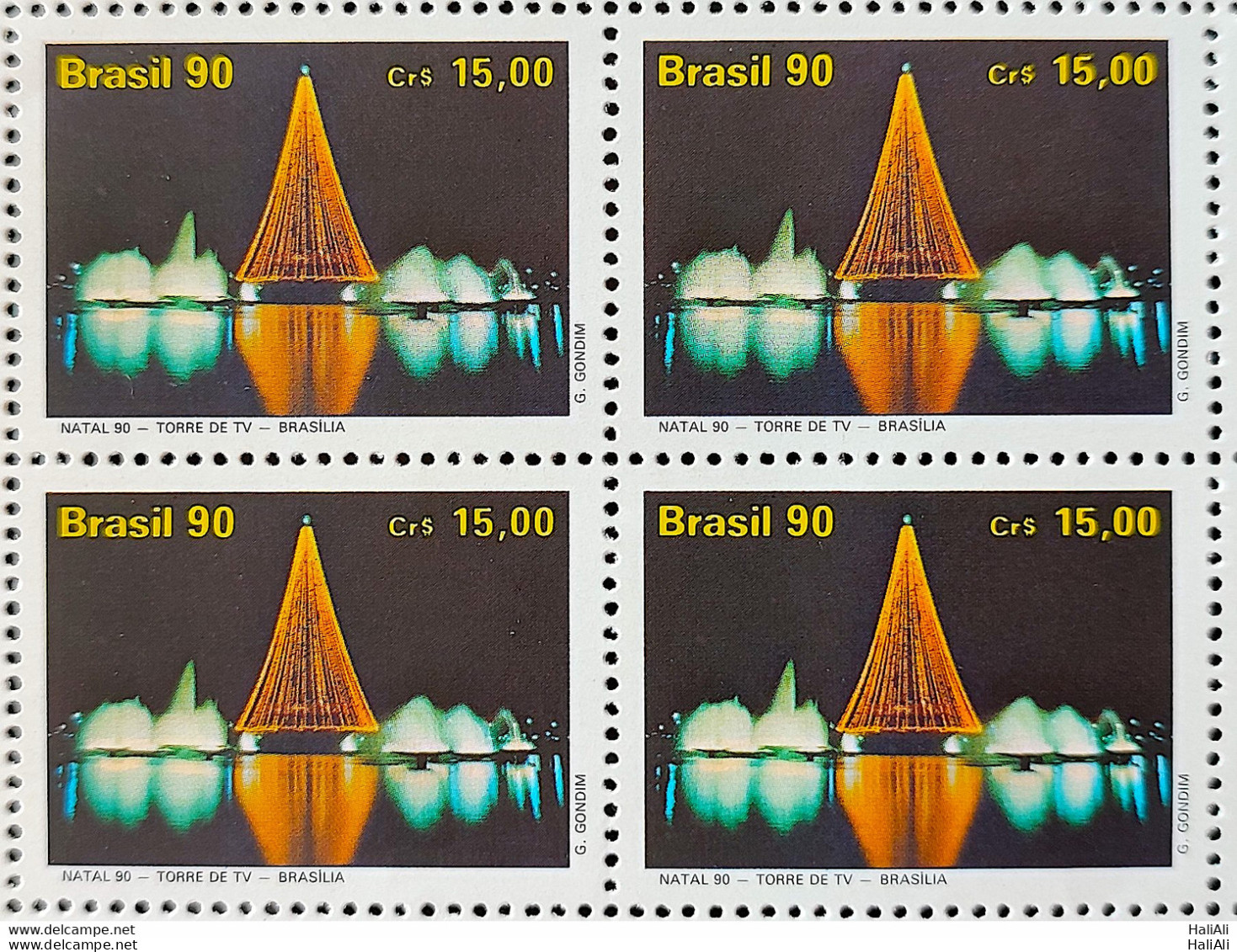 C 1713 Brazil Stamp Christmas Religion Brasilia TV Tower 1990 Block Of 4 - Neufs