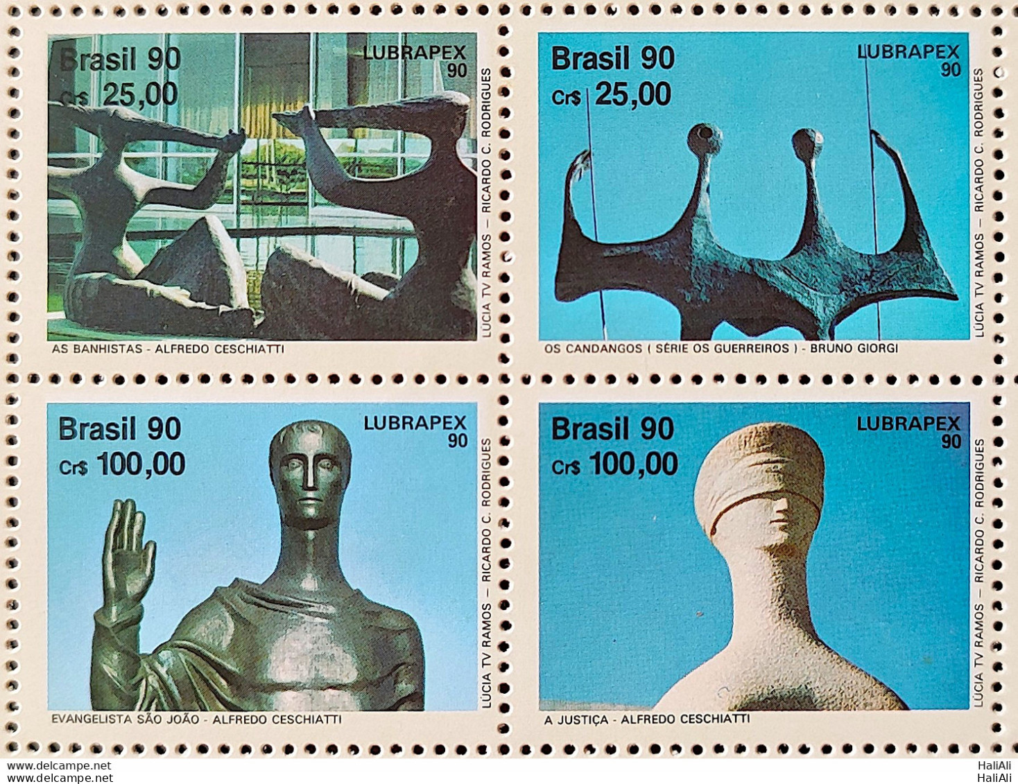 C 1698 Brazil Stamp Lubrapex Brasilia Sculpture Alfredo Ceschiatti Bruno Giorgi 1990 Complete Series - Unused Stamps