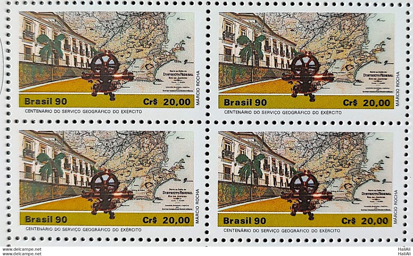 C 1686 Brazil Stamp 100 Years Geography Geography Geography Map 1990 Block Of 4 - Unused Stamps