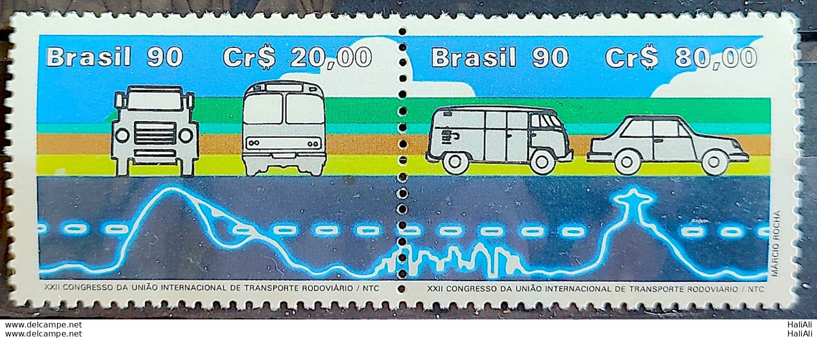 C 1681 Brazil Stamp International Transport Congress Truck Bus Car Rio De Janeiro 1990 - Nuevos