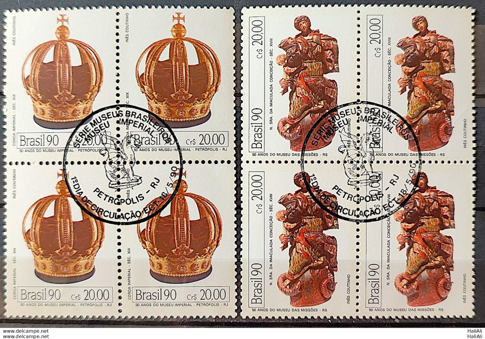 C 1683 Brazil Stamp 50 Year Imperial Museum Of Missions History 1990 Block Of 4 CBC RJ Complete Series - Unused Stamps