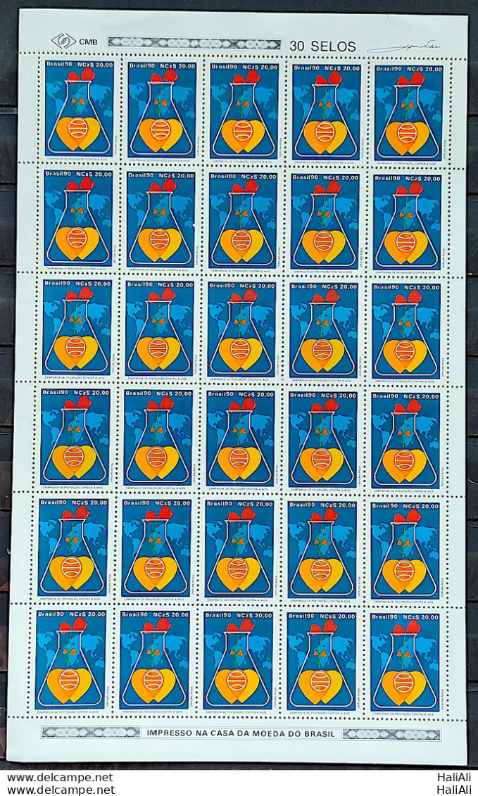 C 1676 BRAZIL STAMP PREVENATION AGAINST AIDS HEART MAP 1990 Sheet - Unused Stamps