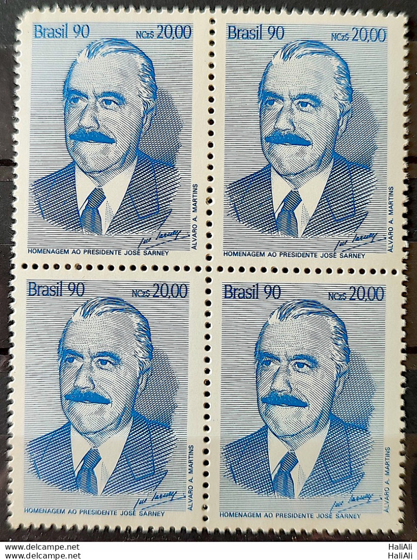 C 1674 Brazil Stamp President Jose Sarney Head Of State 1990 Block Of 4 - Nuevos