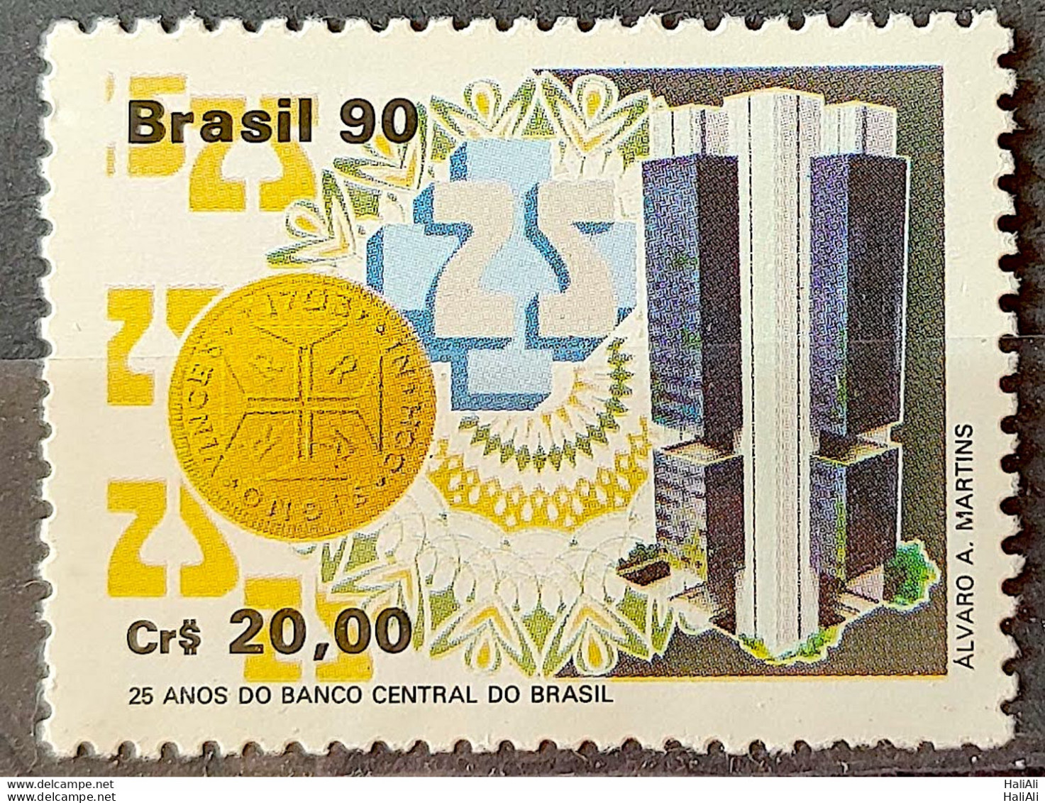 C 1675 Brazil Stamp 25 Years Central Bank Economy 1990 2 - Ongebruikt