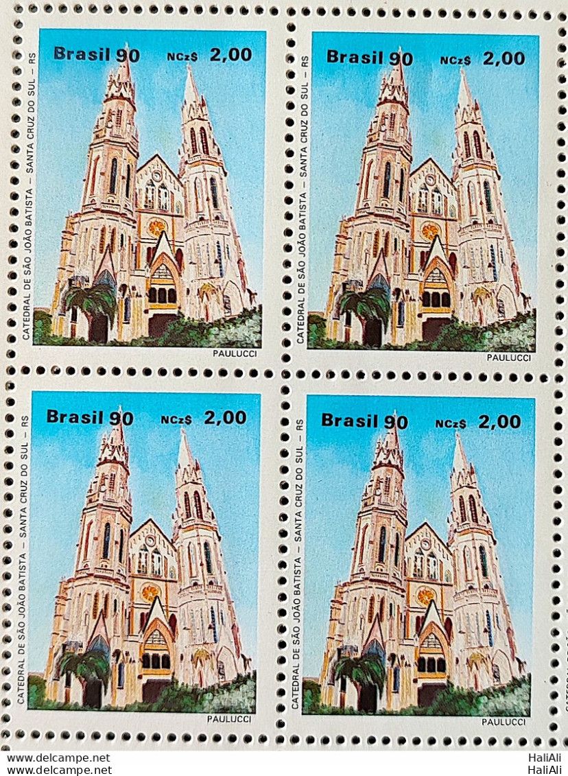 C 1667 Brazil Stamp Religious Architecture Religion Church Cathedral Of Santa Cruz Do Sul Rs 1990 Block Of 4 - Ongebruikt