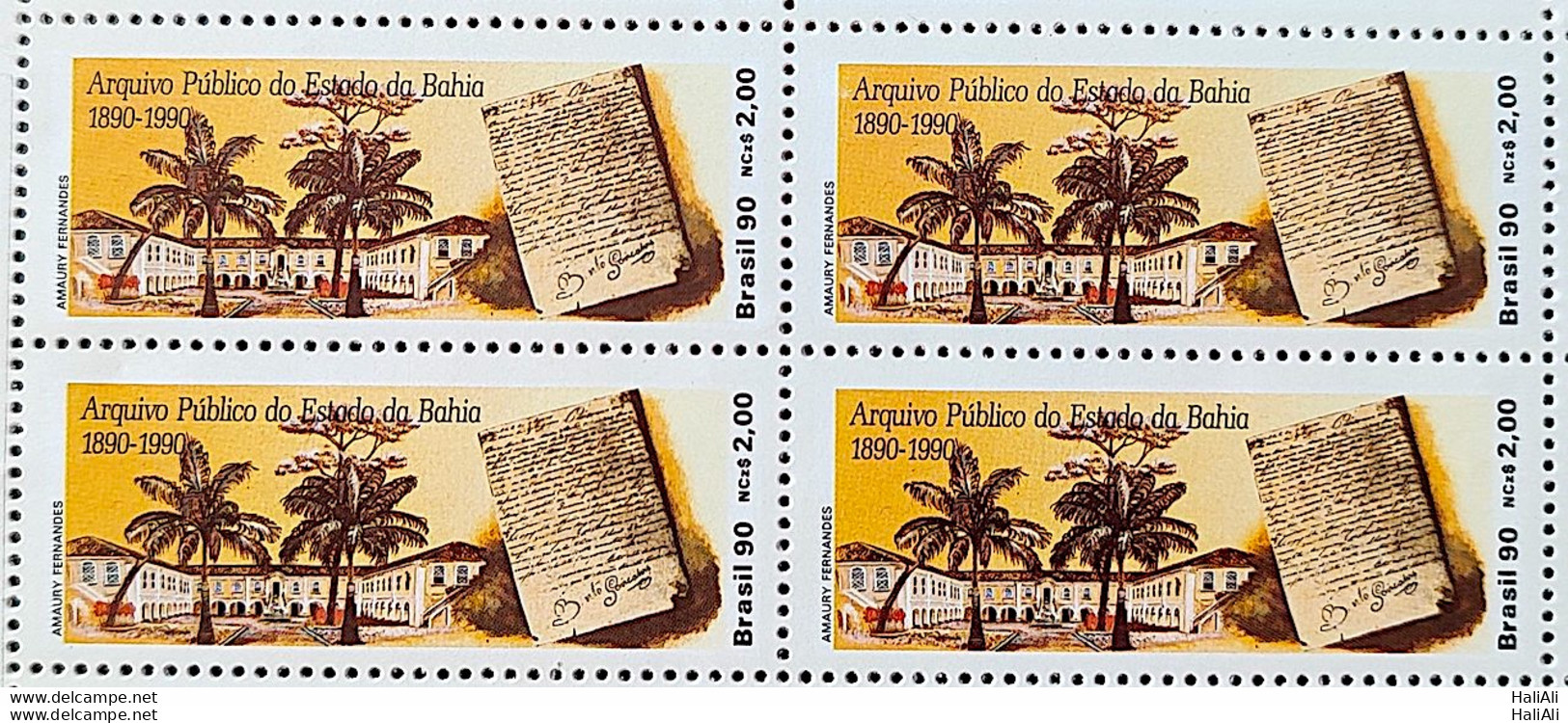 C 1664 Brazil Stamp Public Archive Of The State Of Bahia Literature 1990 Block Of 4 - Nuovi