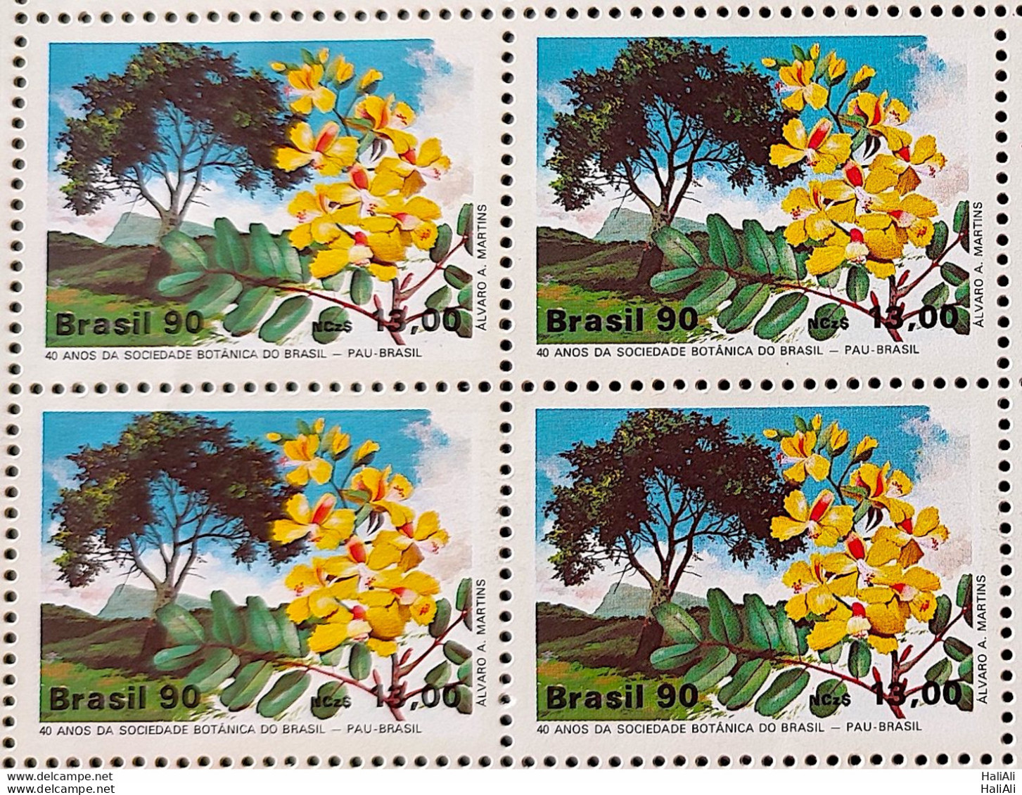 C 1666 Brazil Stamp 40 Years Of Botanica Pau Brasil 1990 Block Of 4 - Unused Stamps