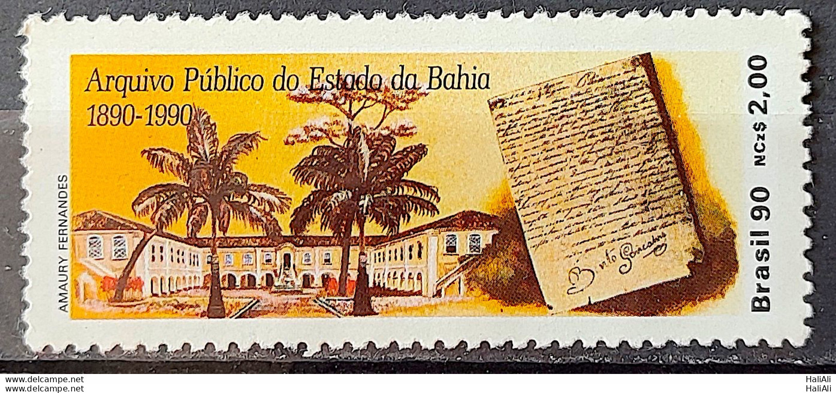 C 1664 Brazil Stamp Public Archive Of The State Of Bahia Literature 1990 - Unused Stamps