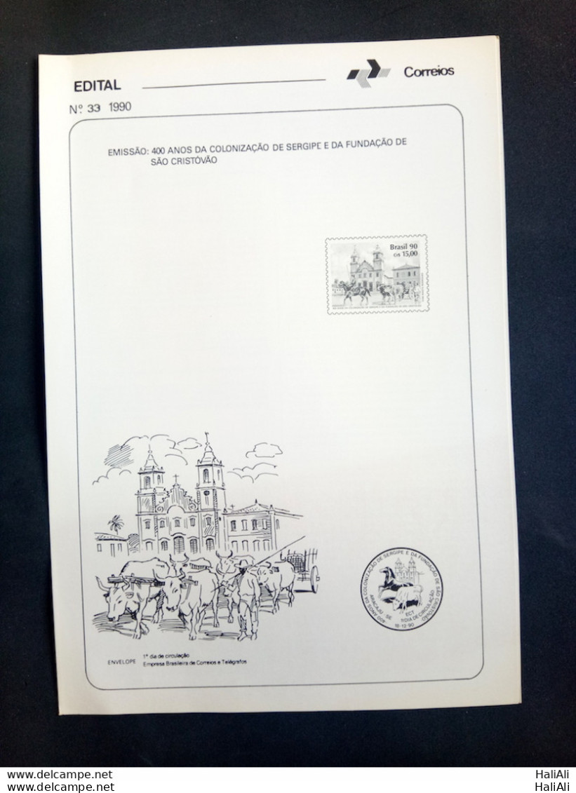 Brochure Brazil Edital 1990 33 Sergipe Sao Cristóvao Without Stamp - Lettres & Documents