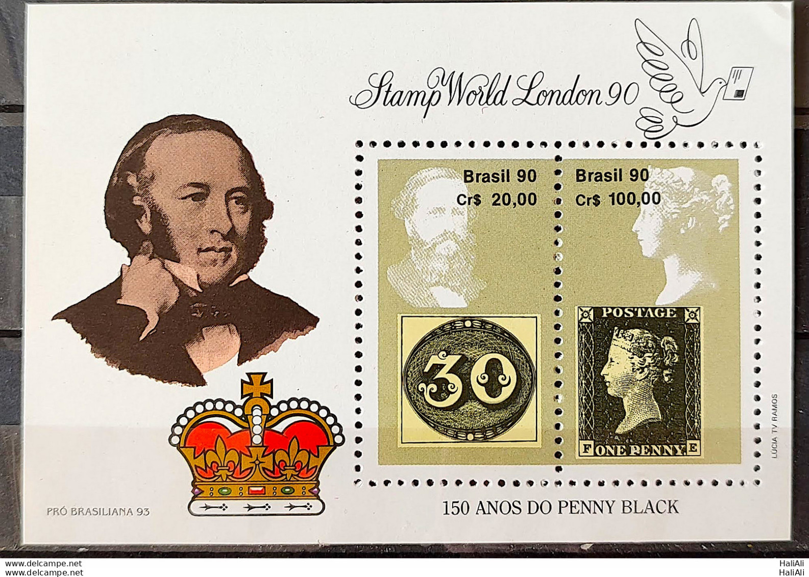 B 85 Brazil Stamp 150 Years Penny Black England Queen Victoria Eye Of Boi Dom Pedro 1990 - Unused Stamps