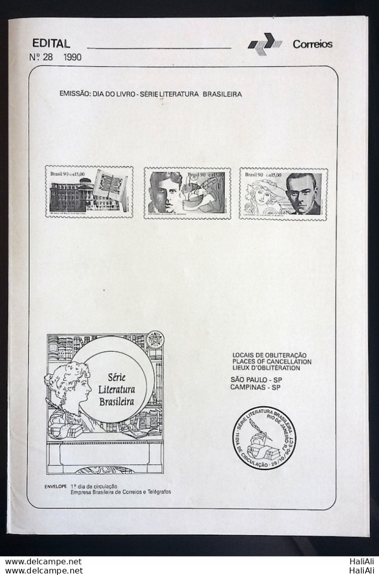 Brochure Brazil Edital 1990 28 Day Book Literature Writer Without Stamp - Brieven En Documenten