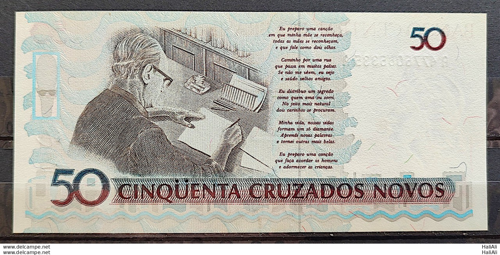 Brazil Banknote C 210 50 Cruzeiros Carlos Drummond De Andrade Literature 1990 Fe 6335 - Brazilië