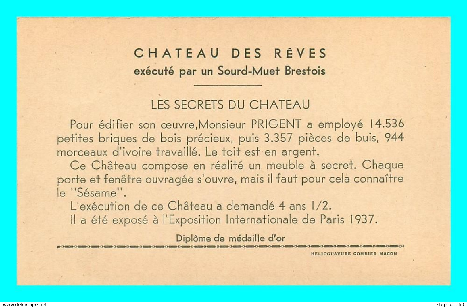 A793 / 067 Chateau Des Reves Exposition Internationale Paris 1937 - Castillos