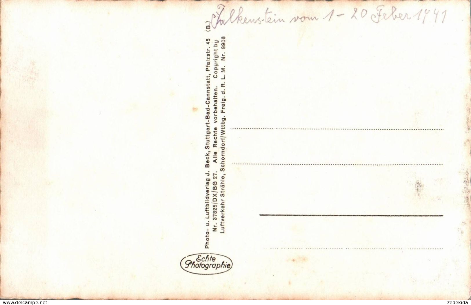 H1540 - Falkenstein Im Vogtland - Luftbild Luftaufnahme - J. Beck - R.L.M. Strähle - Falkenstein (Vogtland)