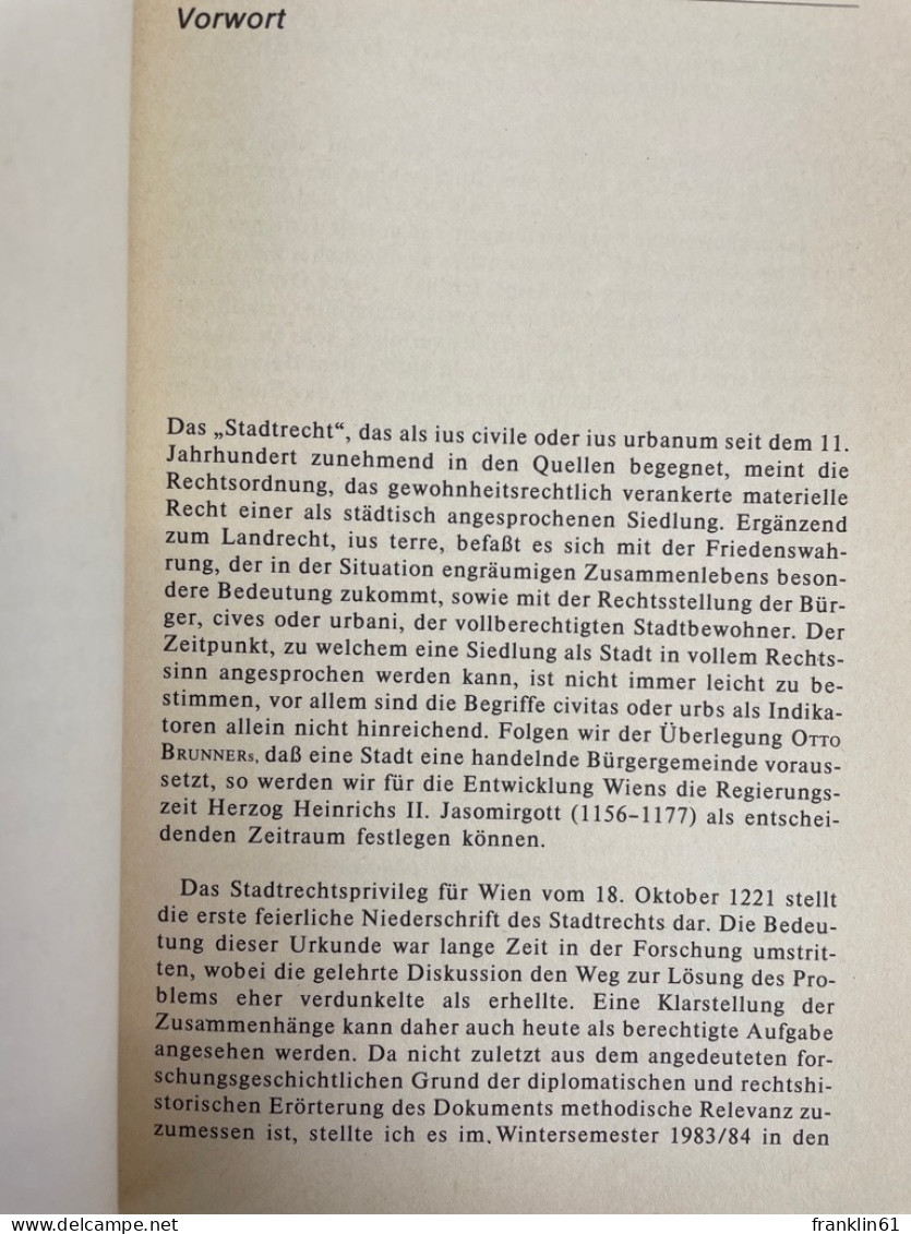 Das Wiener Stadtrechtsprivileg Von 1221. - 4. 1789-1914