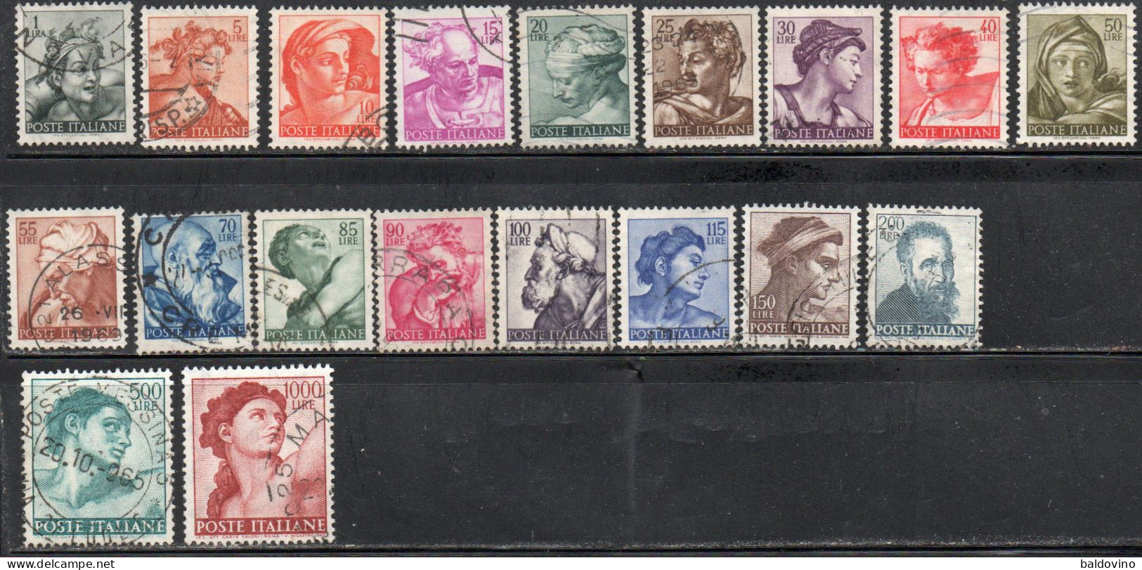 1961 Michelangiolesca Serie Completa 19 Valori - 1961-70: Usados