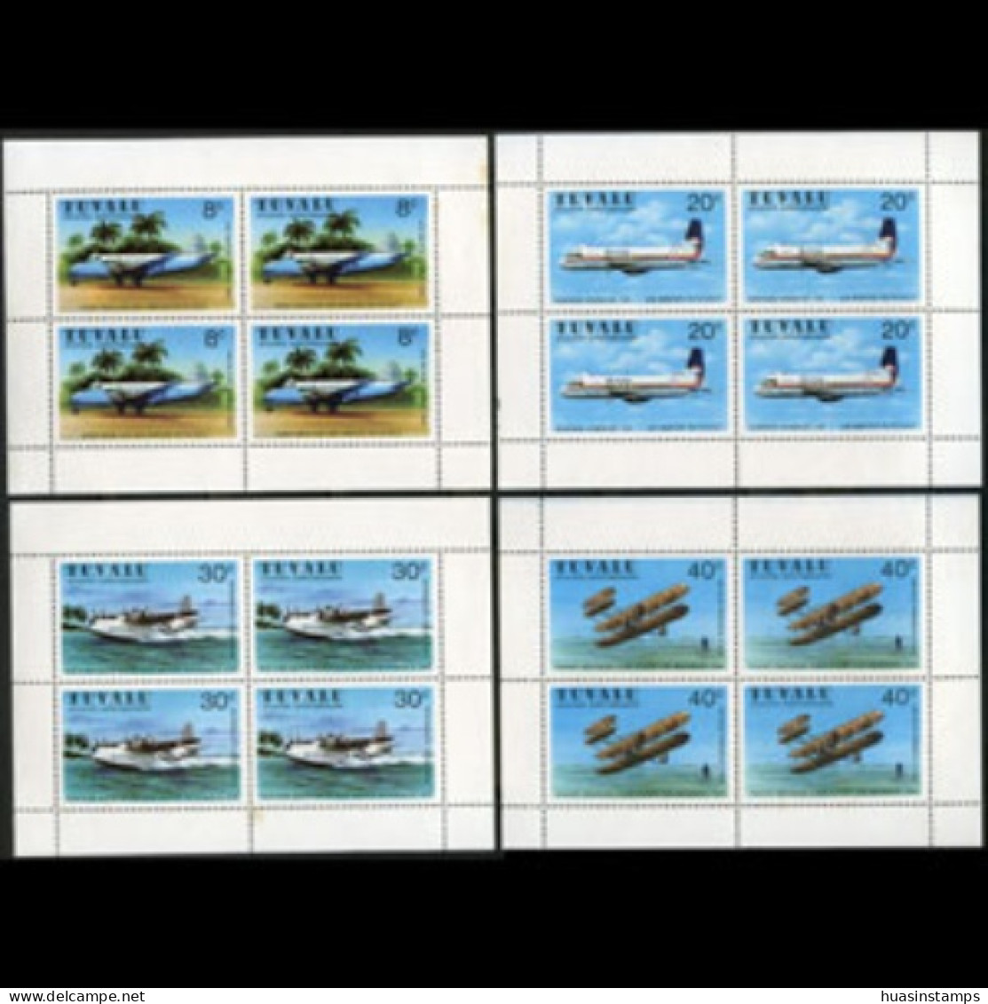 TUVALU 1980 - Scott# 142-5 S/S Planes MNH - Tuvalu (fr. Elliceinseln)