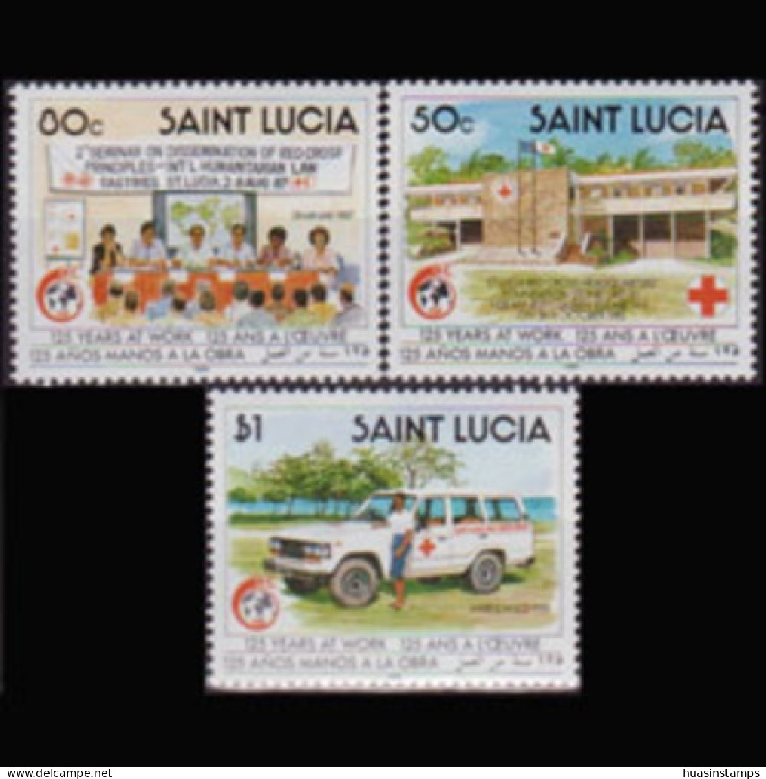 ST.LUCIA 1989 - Scott# 946-8 Red Cross 125th. Set Of 3 MNH - St.Lucia (1979-...)