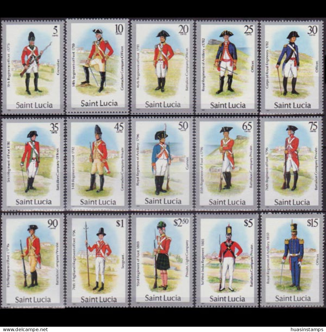 ST.LUCIA 1985 - #747-61 Mil.Uniform Dated 1984 Set Of 15 MNH - St.Lucia (1979-...)