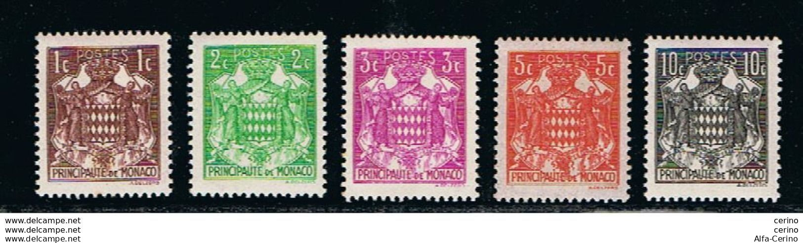 MONACO:  1937/43  DEFINITIVA  -  5  VAL. L. -  YV/TELL. 154//249 - Unused Stamps