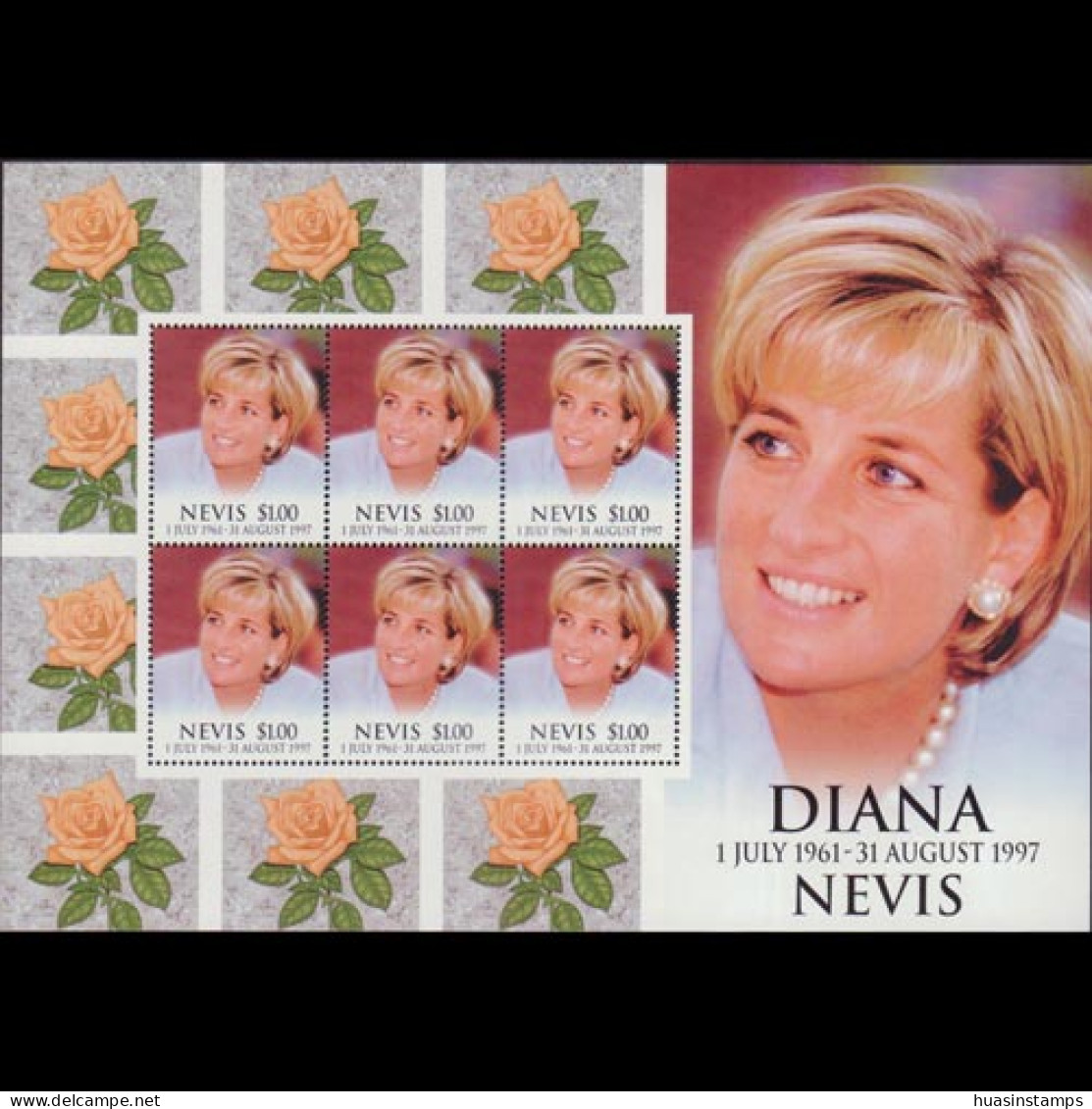 NEVIS 1998 - Scott# 1096 Sheet-Princess Diana MNH - St.Kitts Y Nevis ( 1983-...)