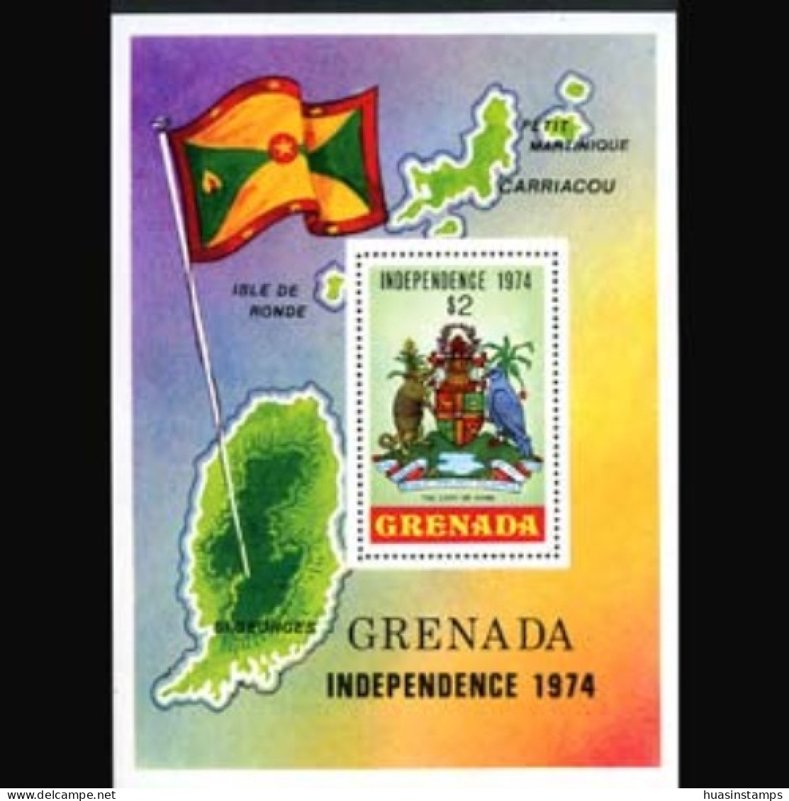 GRENADA 1974 - Scott# 552 S/S Indep.-Arms LH Folded - Grenada (1974-...)