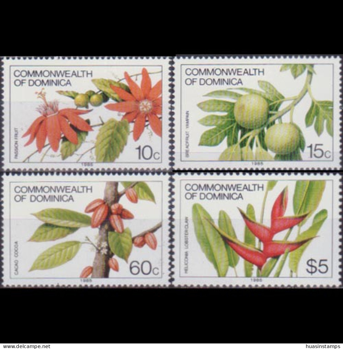 DOMINICA 1985 - #721b-32b Flowers Dated 1985 Set Of 4 MNH - Dominique (1978-...)