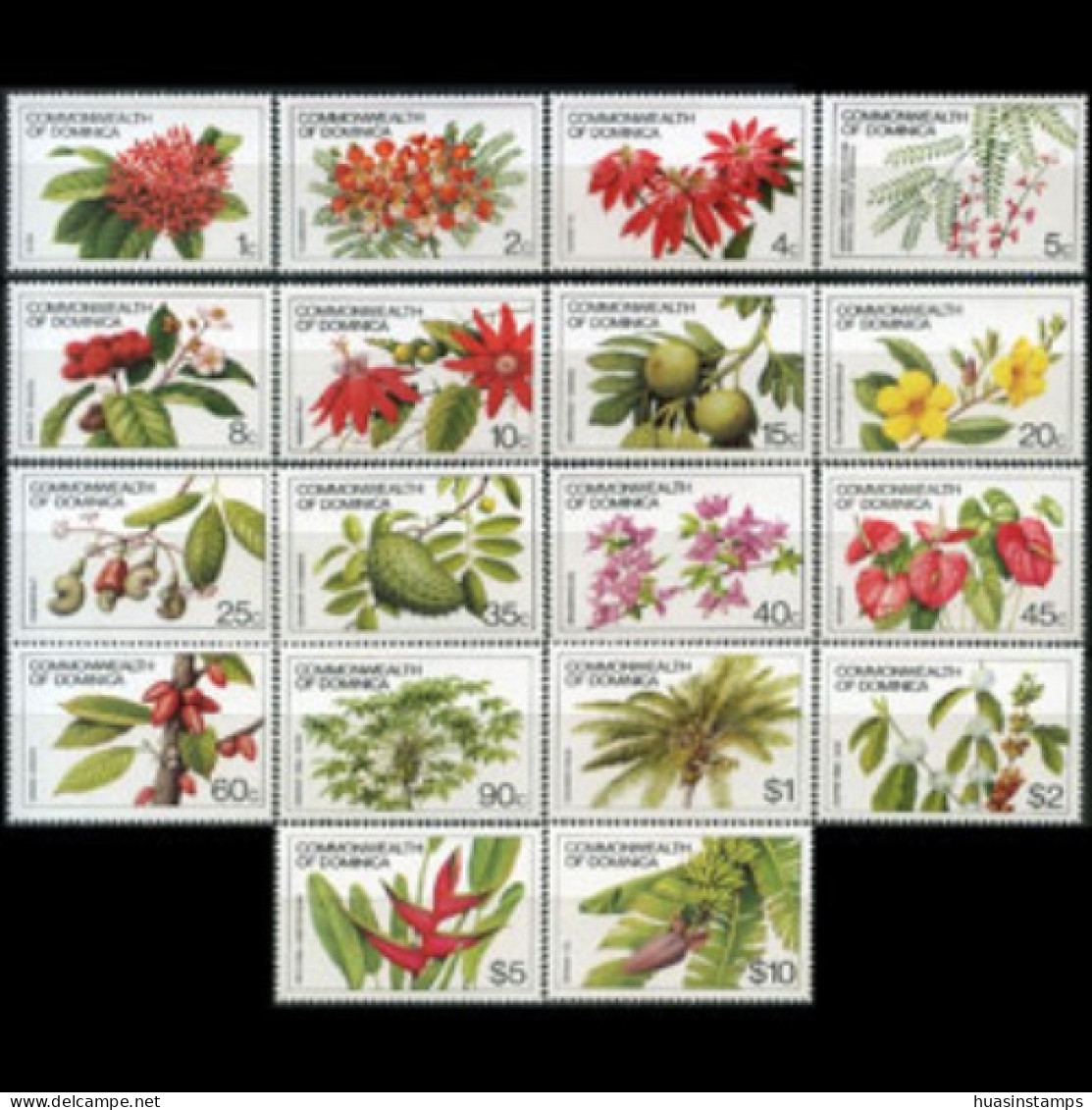 DOMINICA 1981 - Scott# 716-33 Flowers Set Of 18 MNH - Dominica (1978-...)