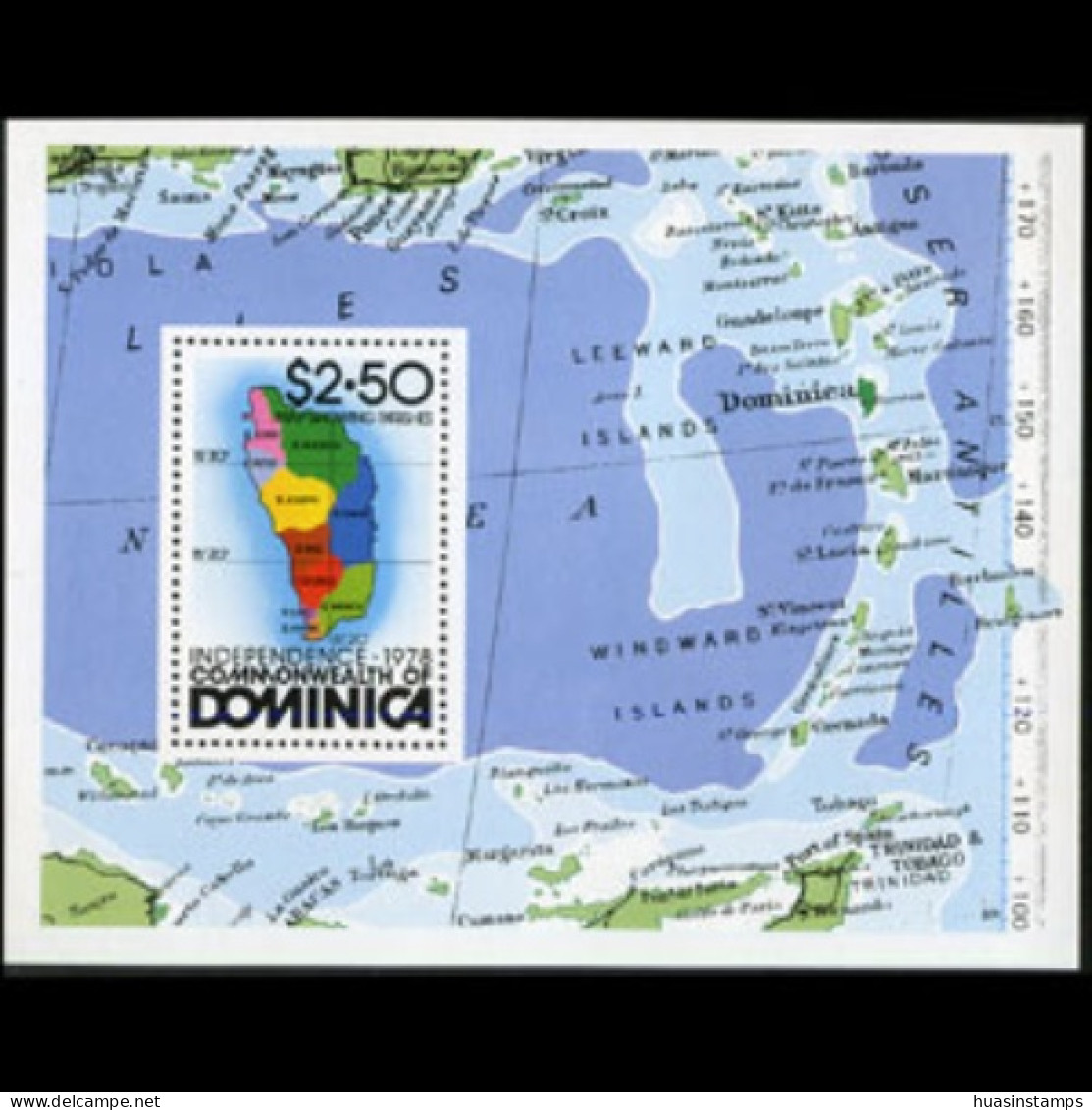 DOMINICA 1978 - Scott# 607 S/S Indep.-Map MNH - Dominique (1978-...)