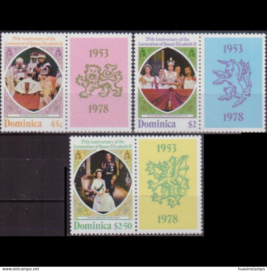 DOMINICA 1978 - #570B-2B Coronation New Cols. Set Of 3 MNH - Dominica (1978-...)