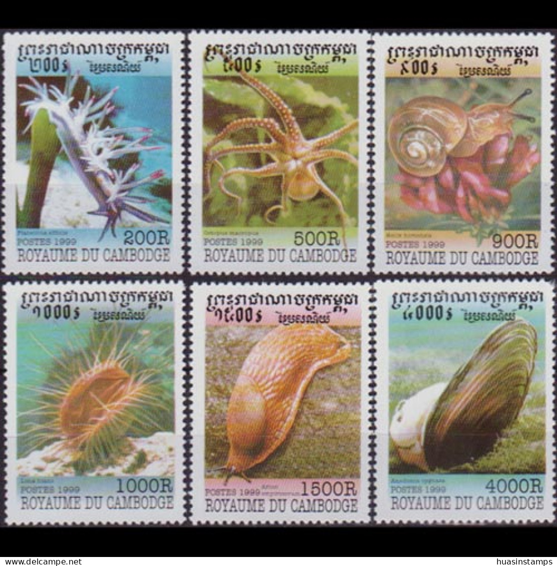 CAMBODIA 1999 - #1839-44 Molluscs Set Of 6 MNH Short Perf. - Cambogia