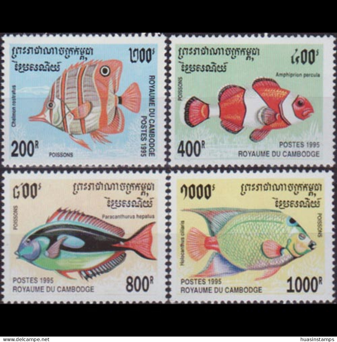 CAMBODIA 1995 - Scott# 1467-70 Fish 200-1000r MNH - Cambodia