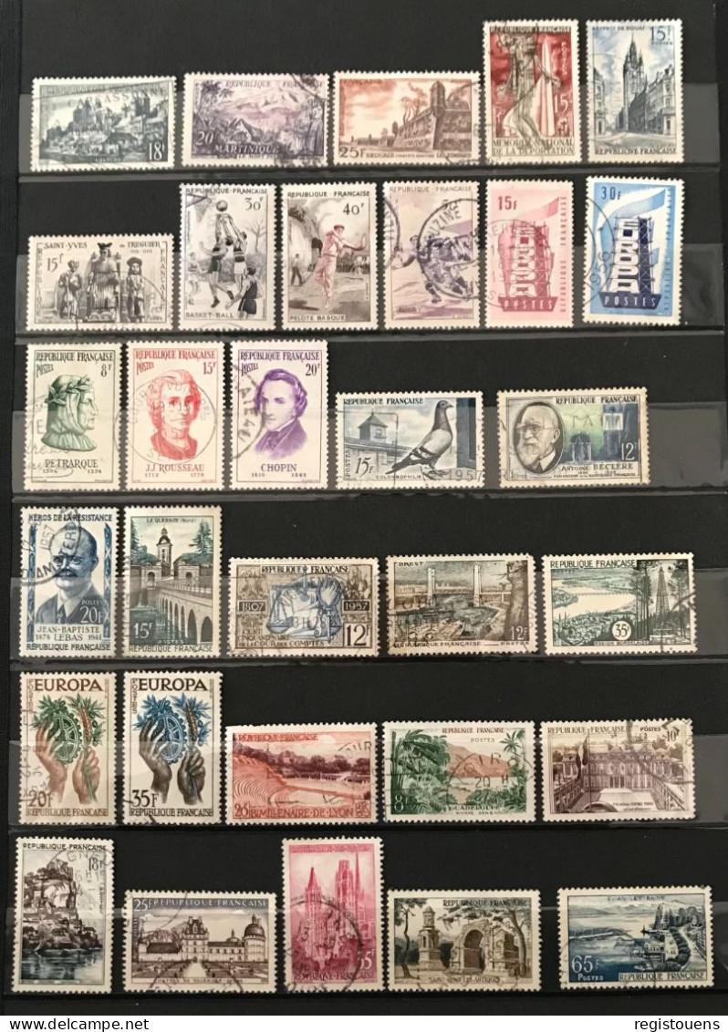 Lot De 121 Timbres Oblitérés France 1950 À 1959 - Gebraucht