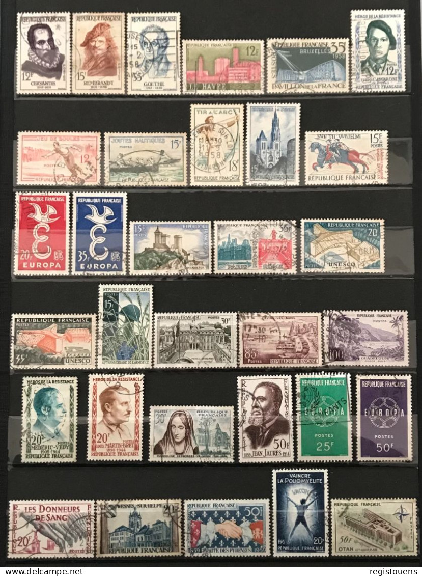 Lot De 121 Timbres Oblitérés France 1950 À 1959 - Oblitérés