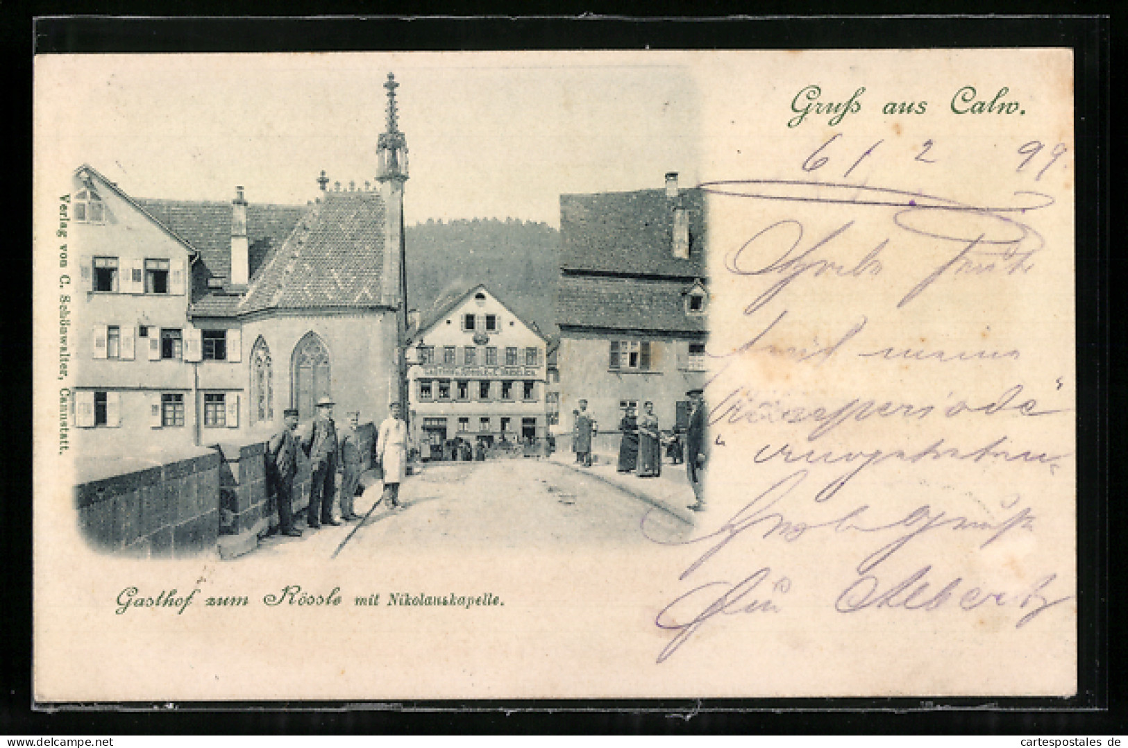 AK Calw, Der Gasthof Zum Rössle Mit Der Nikolauskapelle  - Calw