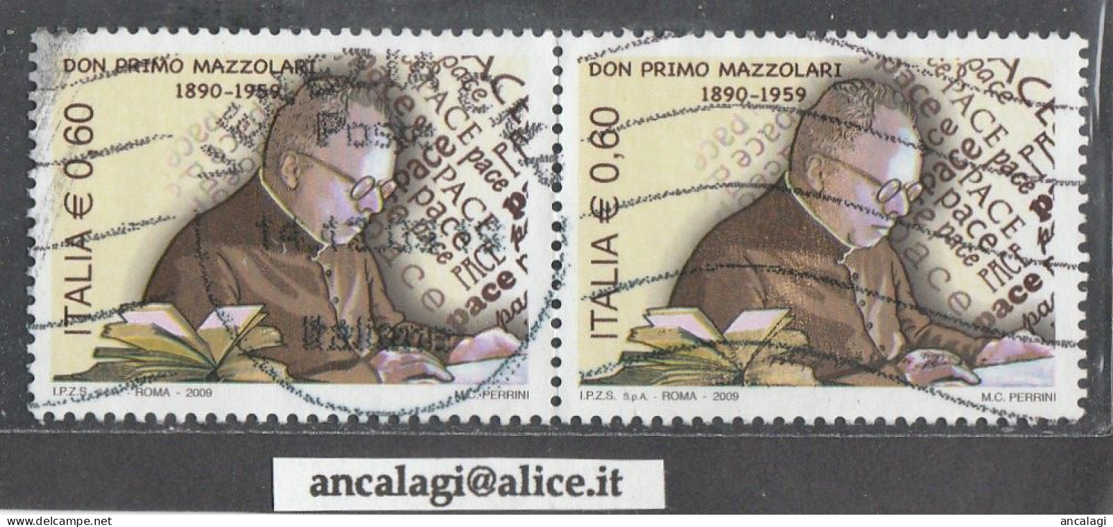 USATI ITALIA 2009 - Ref.1109A "DON PRIMO MAZZOLARI" 1 Val. In Coppia - - 2001-10: Used