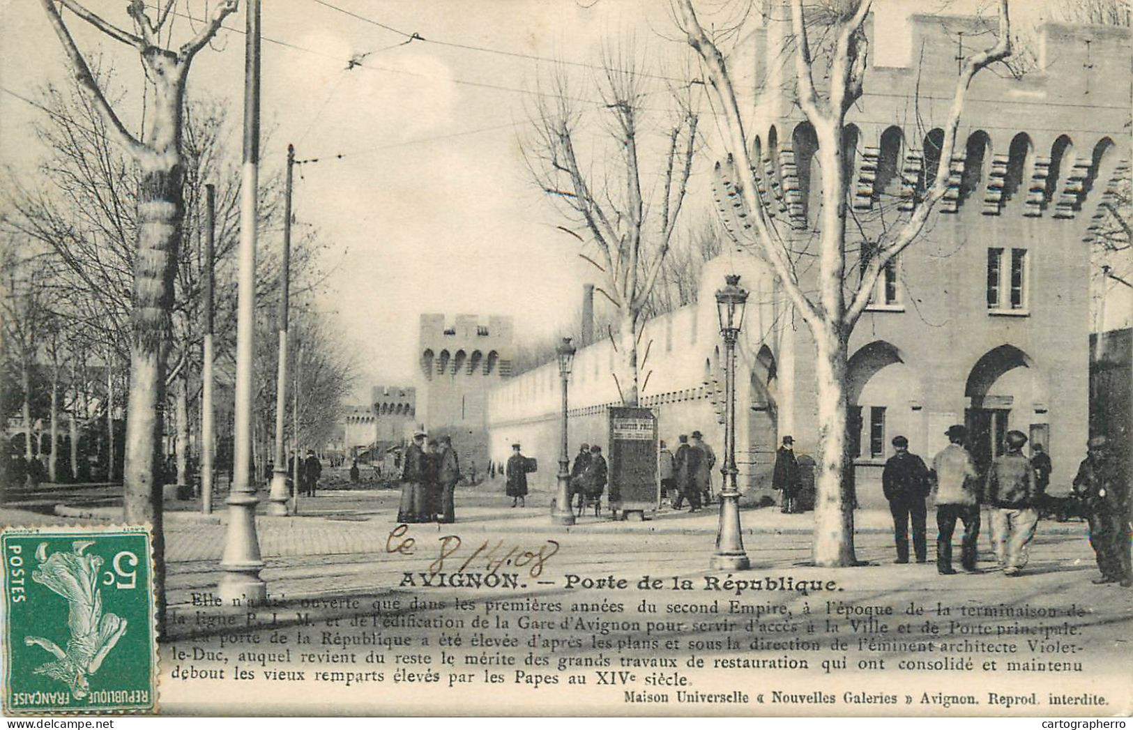 France Cpa Avignon Porte De La Republique 1908 - Avignon